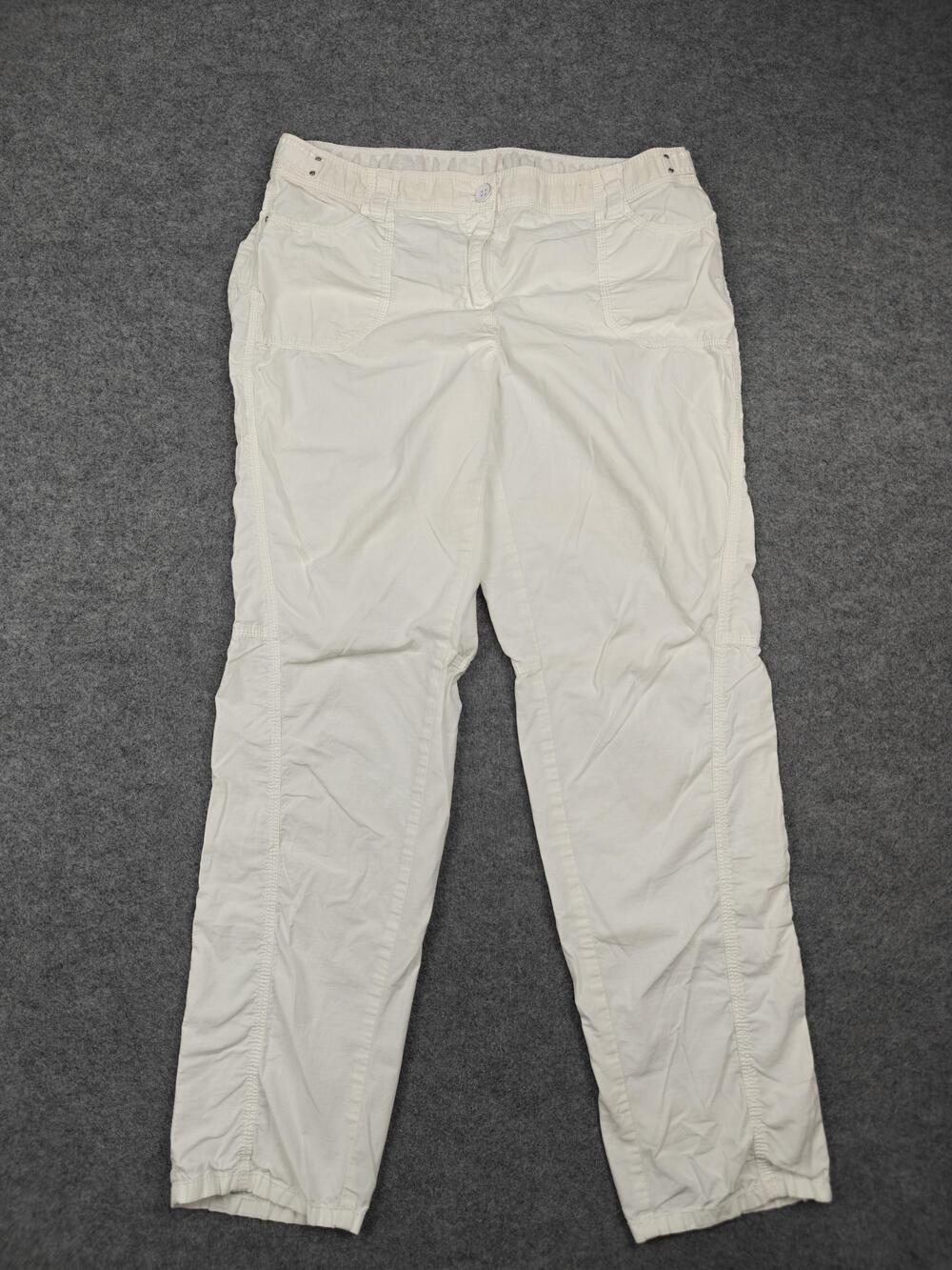 Chicos Pants Womens 1 White Jogger Tapered Twill Elastic Waist Pockets Casual